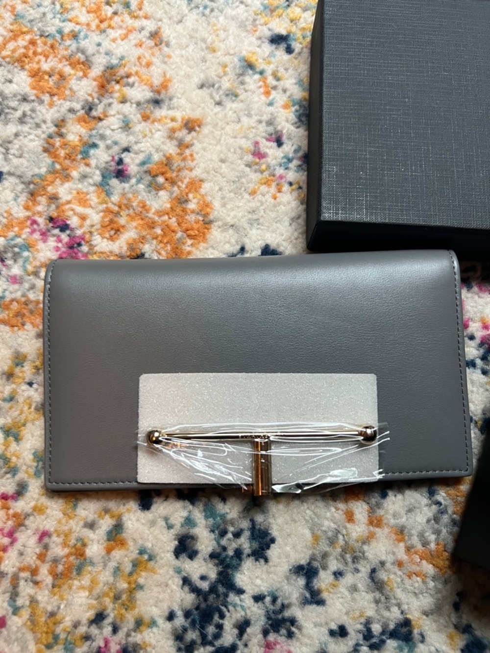 NWT Strathberry Grey Leather Wallet with Gold Bar Hardware - Picture 4 of 5